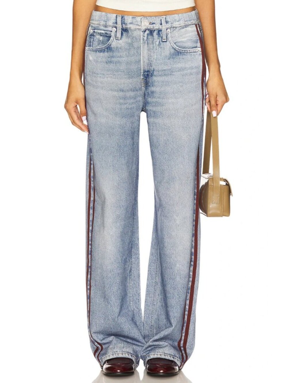 NWT rag & bone Miramar Terry in Rosen Wide Leg Photo Print Faux Jean Pants M - Picture 2 of 10